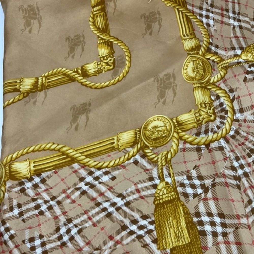 Burberry Vintage Beige and Yellow Check Silk Scarf - Picture 4 of 9